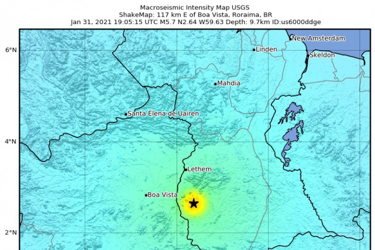 Terremoto de magnitude 5 7 atinge Guiana e é sentido no Norte do Brasil