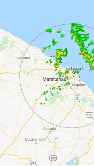 Radar meteorológico da Funceme registrou ventos e precipitações neste domingo, 26 de janeiro