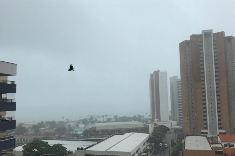 Manhã é de chuva e fortes ventos em Fortaleza