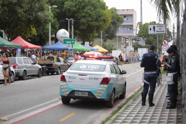 Segurança na tarde deste sábado no polo da Gentilândia, no bairro Benfica