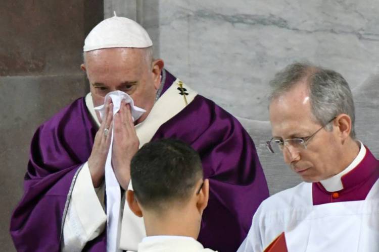 O Papa Francisco durante a missa da Quarta-Feira de Cinzas, em Roma 