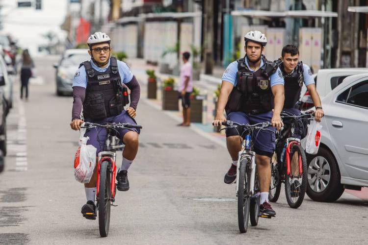 Ciclopatrulhamento tem ajudado na redução do número de crimes, conforme a SSPDS. Foto de apoio ilustrativa