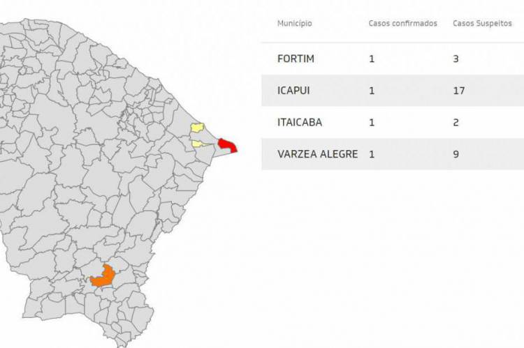 Municípios que tiveram primeiros casos da Covid-19 confirmados entre 8 e 9 de abril