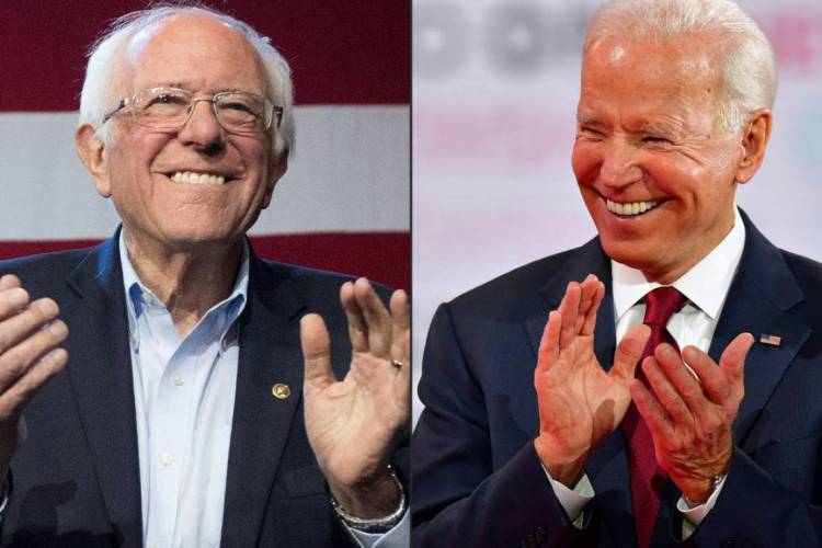 Bernie Sanders (à esquerda) e Joe Biden (à direita)