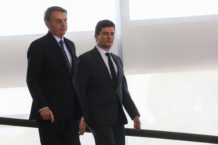 O ex-ministro Sergio Moro e o presidente Jair Bolsonaro