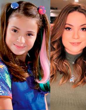 Antes e depois da atriz Raissa Chaddad, que viveu a Bia em Chiquititas