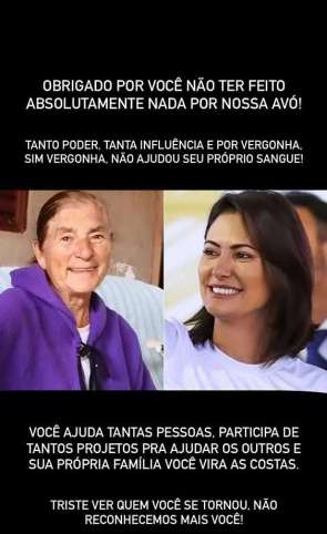 Primo de Michelle Bolsonaro diz que ela n o ajudou av Triste