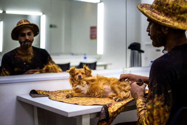 O artista venezuelano Yorge Ruiz e sua cachorrinha Jaspen, conhecida como a cachorrinha artista participam da segunda edição do Cena São Luiz neste fim de semana.