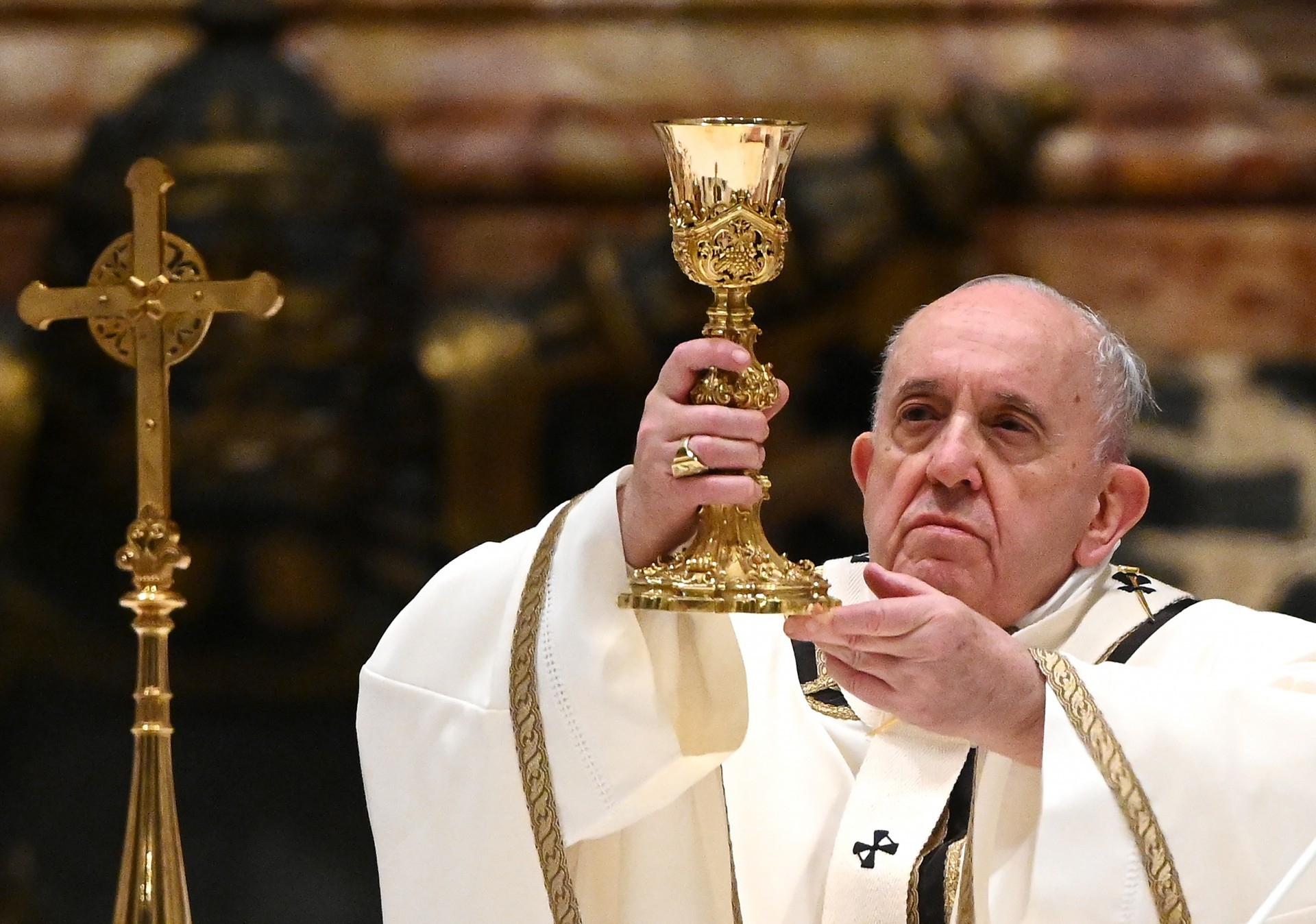 Papa Francisco durante celebração (Foto: Vincenzo PINTO/AFP)