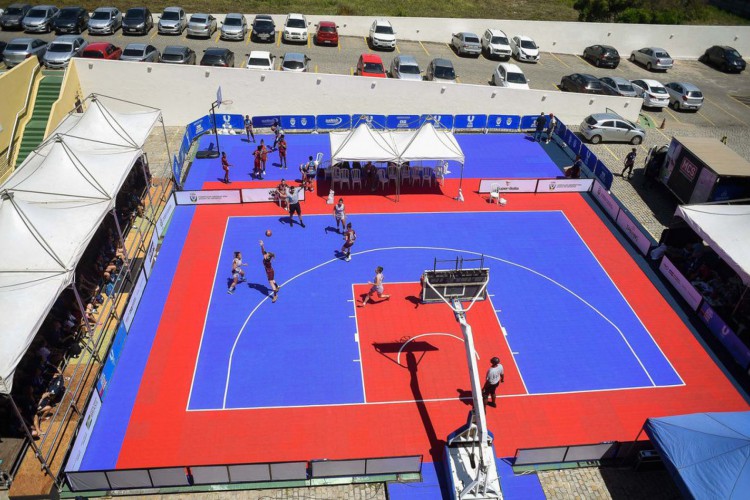 24/10/2019 - BRASIL / SALVADOR - 67º Jogos Universitários Brasileiros (JUBs) Etapa Final - .Basquete 3x3 Feminino.UNIFOR - CE (branco) x UNISOCIESC - SC (vermelho)  .Gran Hotel Stella Maris .Saulo Cruz/Light Press/CBDU