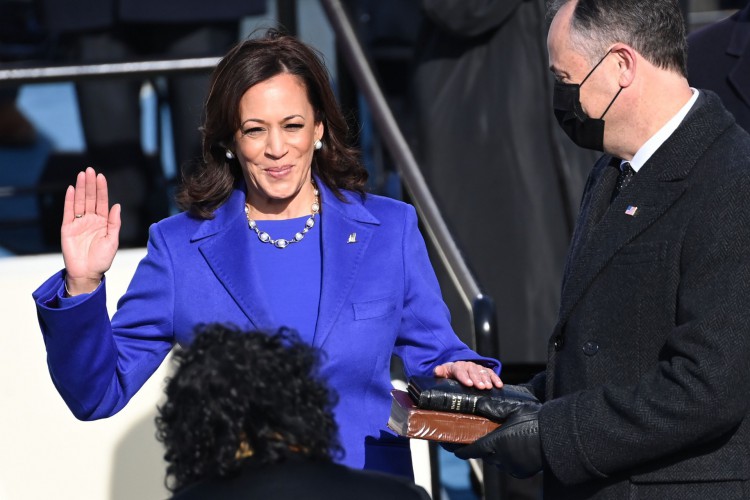 Kamala Harris, no juramento de posse como vice-presidente dos Estados Unidos