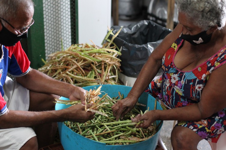 Mercado São Sebastião oferece diversos produtos mais comuns durante a quadra chuvosa como o feijão verde  (Fotos: Fabio Lima/O POVO)