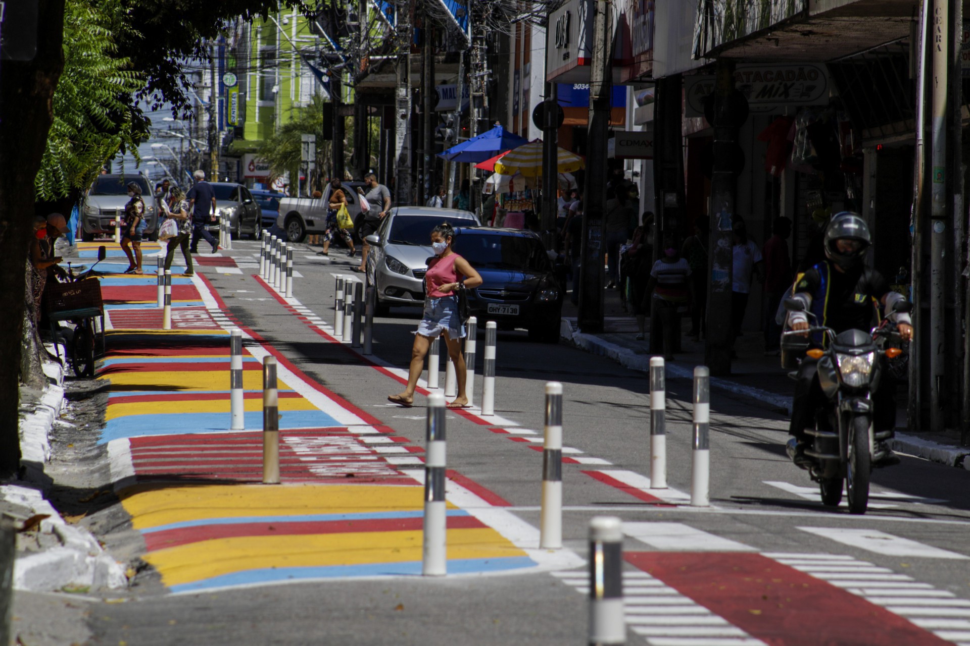 Projeto Calçadas Vivas na rua Floriano Peixoto, no Centro, implantado em 2021 (Foto: Thais Mesquita)