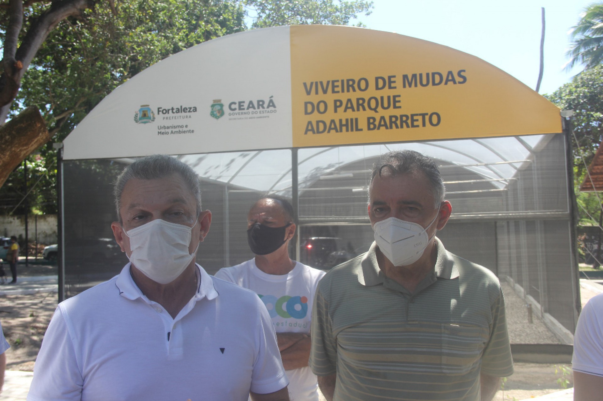 Prefeito Sarto, secretário Artur Bruno e Paulo Lira, gestor do Parque do Cocó