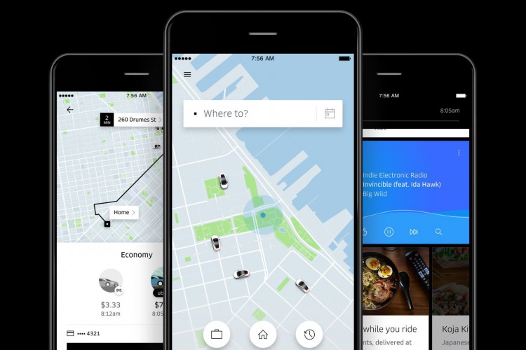 Imagem mostra o aplicativo de transporte da Uber