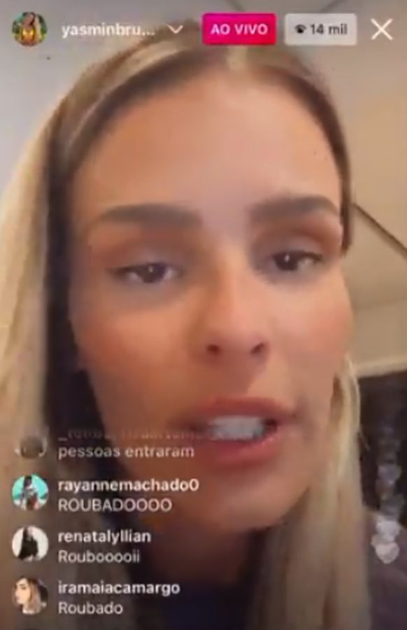 Yasmin Brunet, esposa de Medina, reclamou das notas em live no Instagram