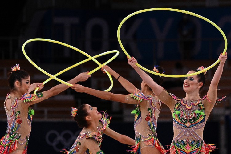 A equipe do Brasil da ginástica rítmica durante os Jogos Olímpicos de Tóquio 2020