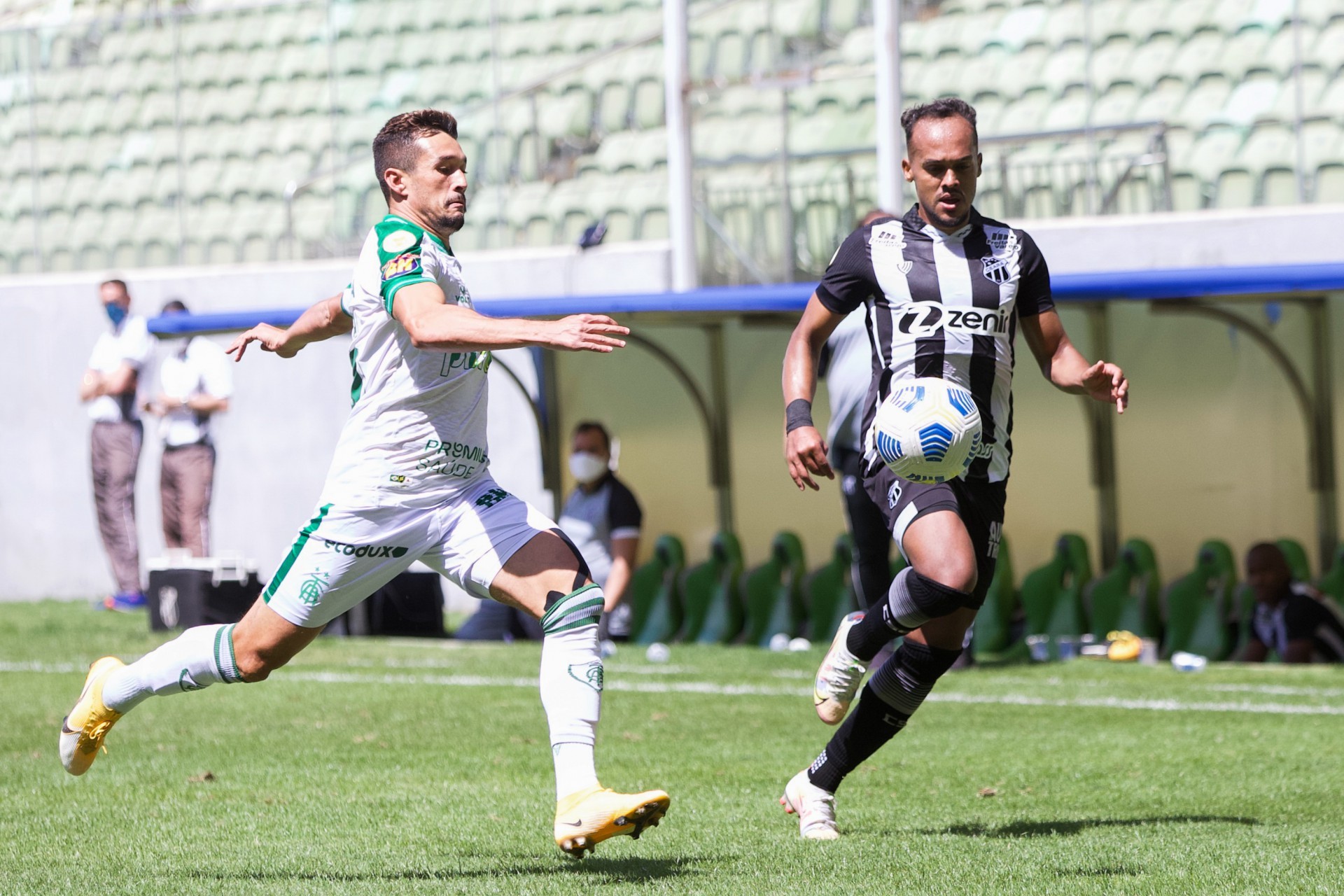 Belo Horizonte, 29/8/2021. Lance do jogo entre América-MG 2x0 Ceará. Campeonato Brasileiro, Séria A. Em destaque, Bruno Pacheco. (Foto Israel Simonton/CearáSC) (Foto: Israel Simonton/CearaSC)