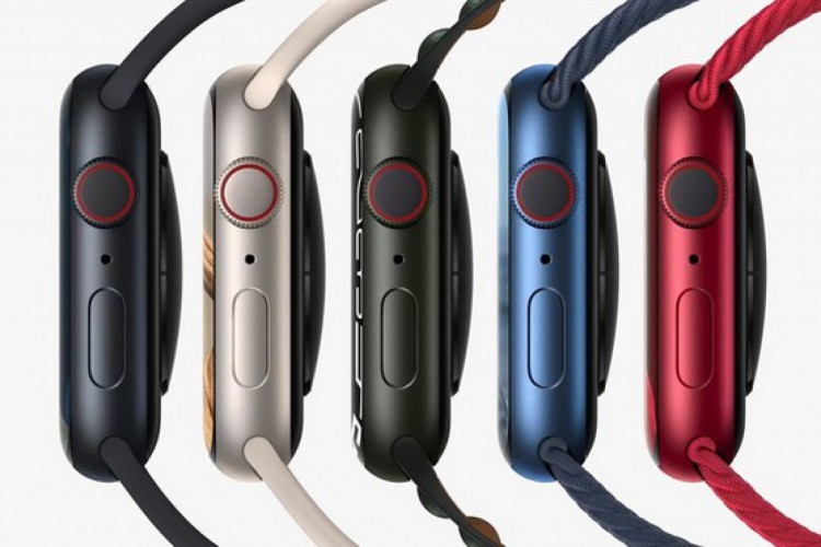 Vendido em cinco cores, o Apple Watch Series 7 traz um visual mais curvado nas laterais