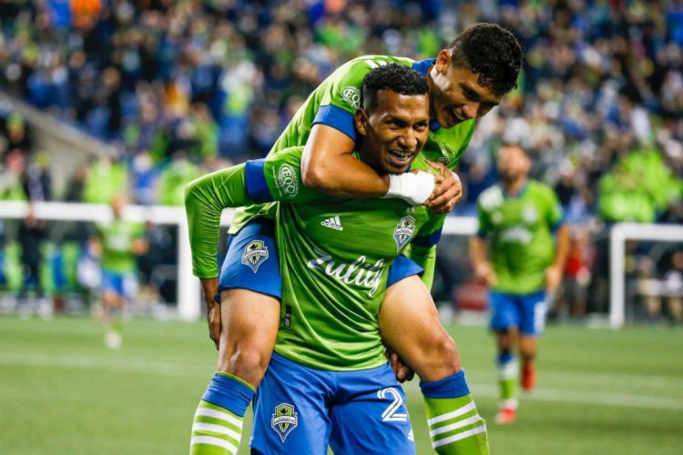 Léo Chú comemora gol pelo Seatle Sounders na MLS