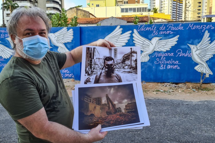 O desabamento do Edifício Andrea ocorreu em 15 de outubro de 2019. O prédio estava localizado no bairro Dionísio Torres, na zona nobre de Fortaleza, no Ceará, além de possuir registros antigos e uma estrutura bastante antiga. Na foto: Danton Torres Holanda, morador do bairro que acompanhou e fotografou o resgate das vítimas