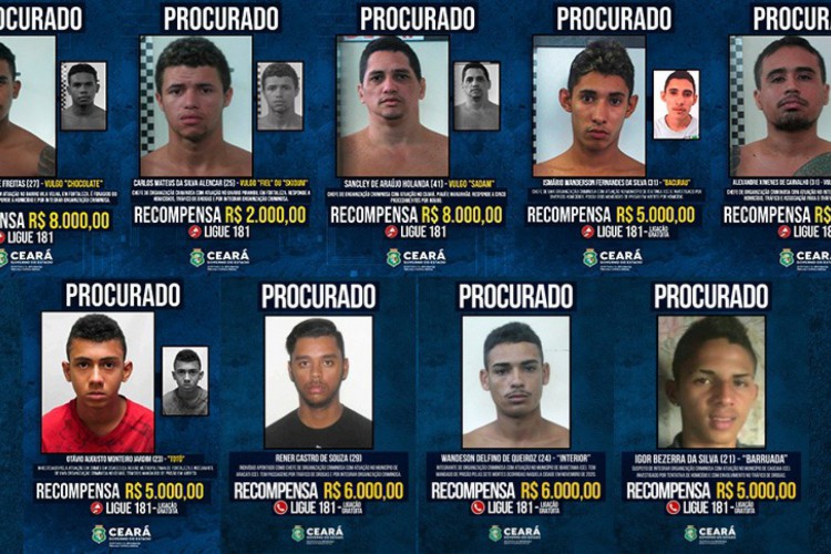 Doze criminosos seguem na lista dos mais procurados no programa de recompensa 