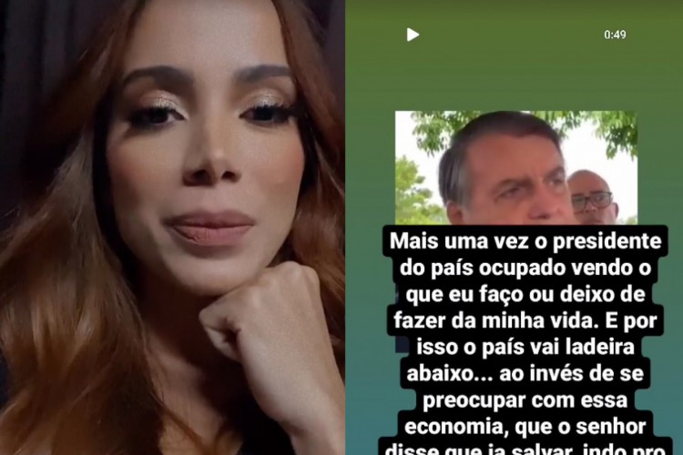 Segundo Anitta, Bolsonaro está mais preocupado com as ações da cantora que com a economia