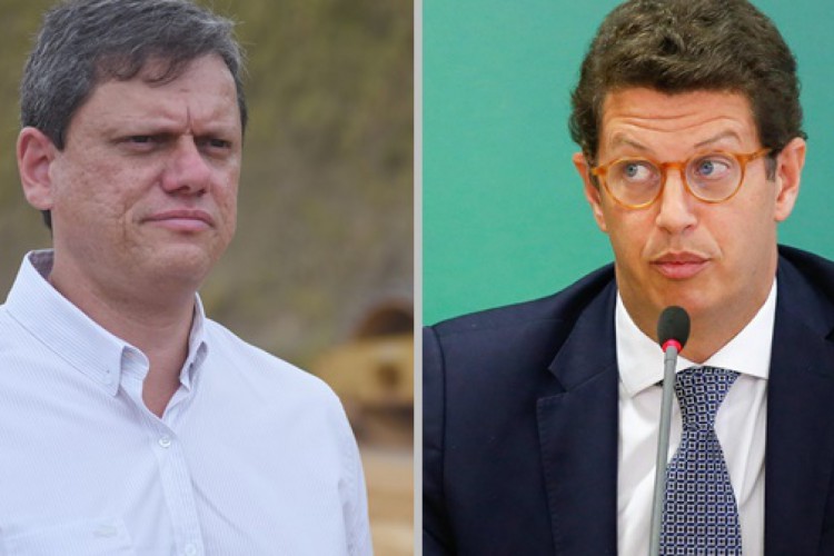 O ministro Tarcísio de Freitas e o ex-ministro Ricardo Salles, nomes apoiados por Bolsonaro para formar chapa em São Paulo.
