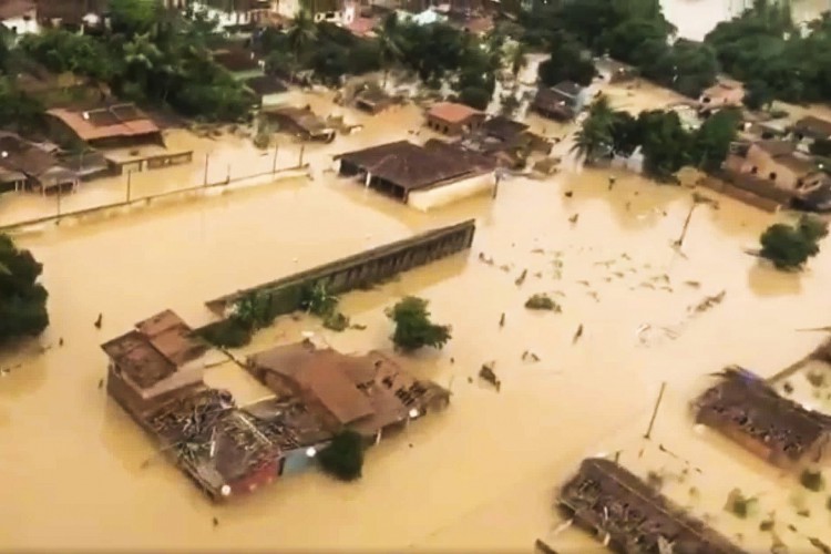 Área da Bahia totalmente alagadas depois das fortes chuvas registradas nos últimos dias