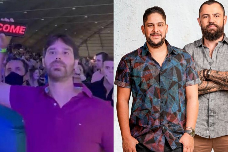 Homem viraliza com recado para Mateus, da dupla Jorge & Mateus, durante show