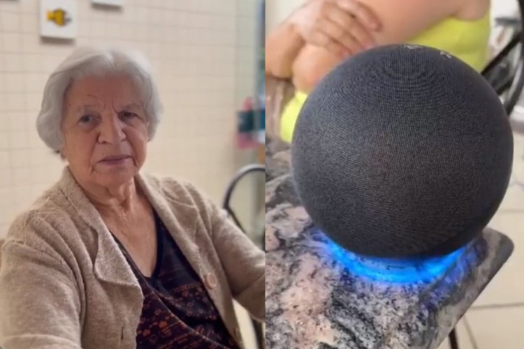 Elza das Dores Santana, de 82 anos, ganhou uma Alexa para não esquecer de tomar os seus remédios mas acabou viralizando no Twitter de sua neta ao rezar com a assistente virtual