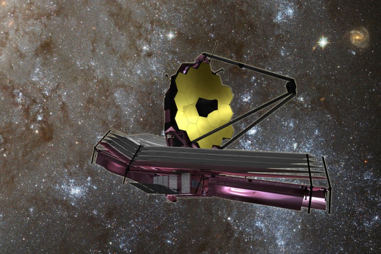 Foto de arquivo tirada em 30 de agosto de 2007 mostra o Telescópio Espacial James Webb (JWST), um grande telescópio infravermelho com um primário de 6,5 metros