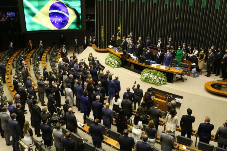 O Congresso Nacional retoma as atividades após o recesso. Presentes na solenidade: presidente Jair Bolsonaro, o presidente do Congresso Nacional, Rodrigo Pacheco, o presidente da Câmara, Arthur Lira e o presidente do STF, Luiz Fux