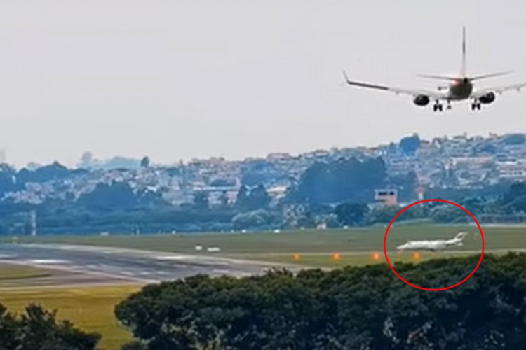 A manobra feita pelo piloto do avião comercial interrompeu a aproximação com o jatinho