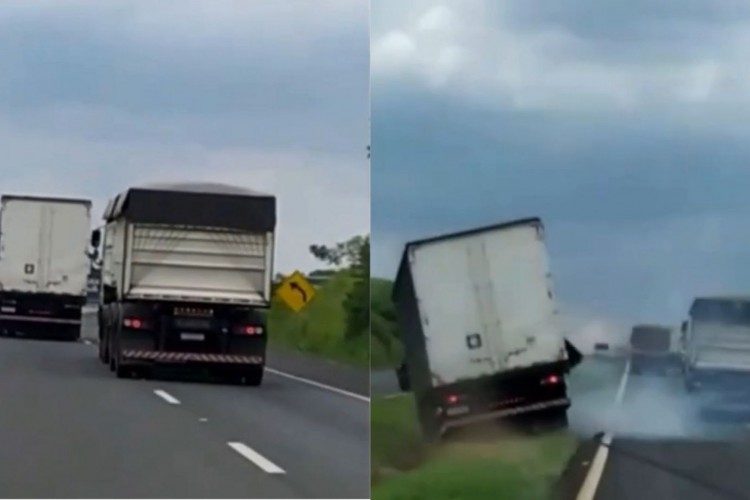 O motorista que tentava realizar uma ultrapassagem na pista e realizou a manobra perigosa está sendo procurado pela Polícia Civil