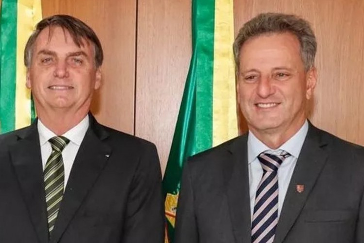 O presidente Jair Bolsonaro e o engenheiro Rodolfo Landim, preisdente do Flamengo