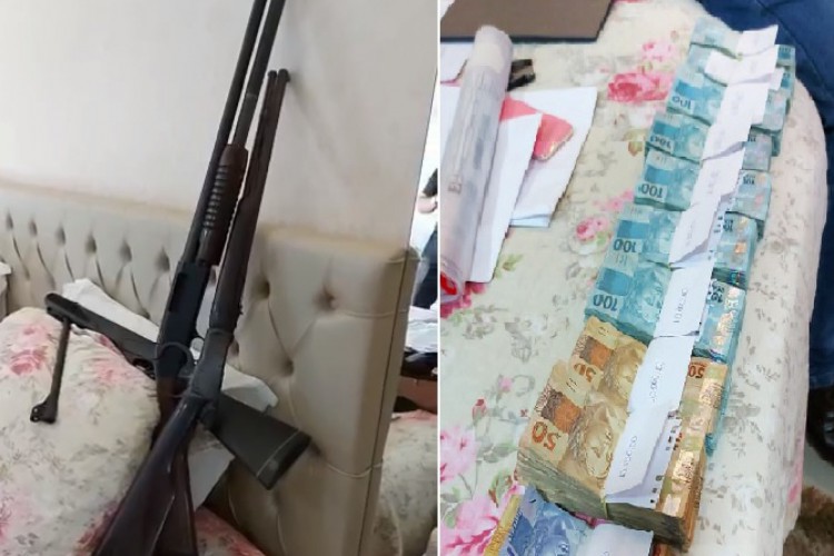 ￼ARMAS de fogo e dinheiro achados na casa da prefeita de Hidrolândia