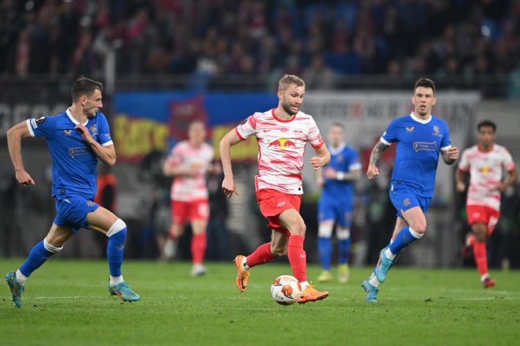 O RB Leipzig venceu o Rangers por 1 a 0 no jogo de ida da semifinal da Liga Europa