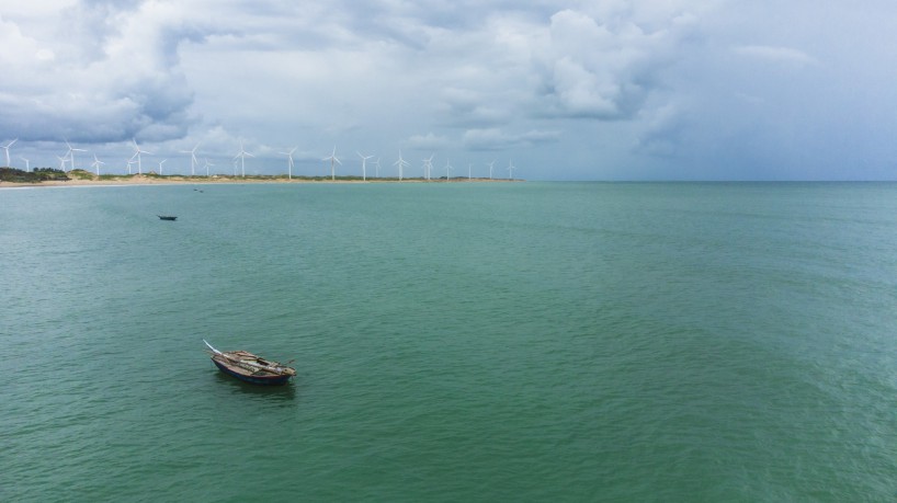 ￼Vista aérea da Praia do Icaraí de Amontada, onde se planeja a construção de eólicas offshore