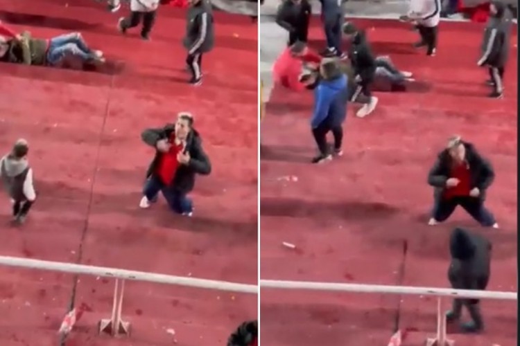 Torcedor do Independiente foi flagrado imitando macaco para a torcida do Ceará em jogo da Copa Sul-Americana. 