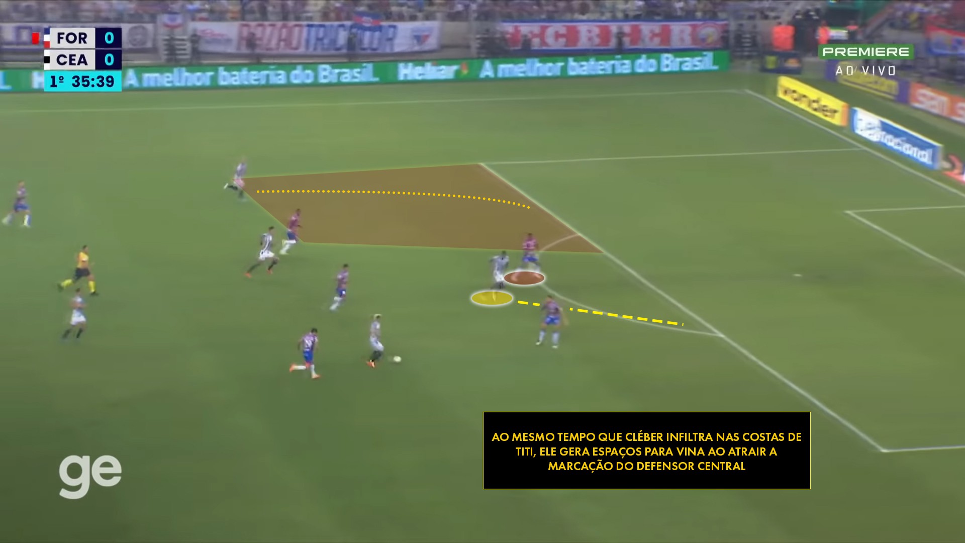 Ao mesmo tempo em que atacou as costas de Titi, Cléber havia criado um espaço no lado esquerdo. 