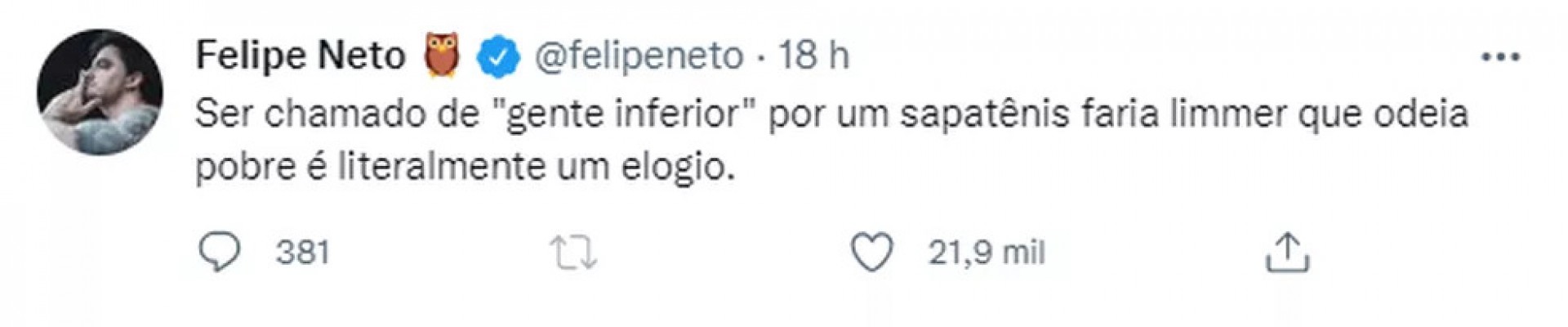 Felipe Neto rebateu Leifert, que classificou o youtuber como "gente inferior"