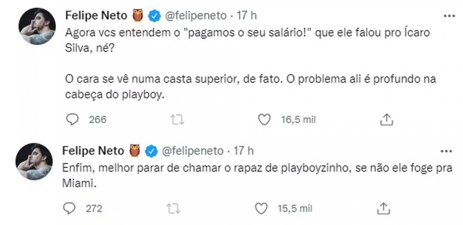 Felipe Neto relembra desentendimento entre Ícaro Silva e Tiago Leifert