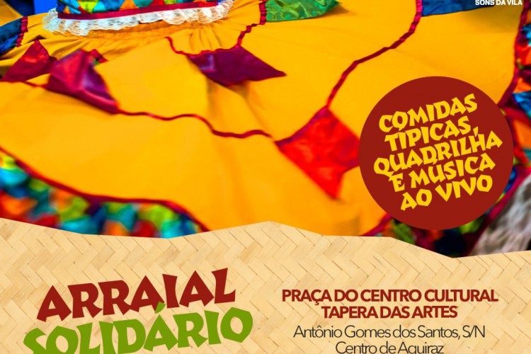 A Tapera das Artes, em Aquiraz, realiza, entre nos dias 23 e 24 de junho, o Arraial Solidário com comidas típicas, quadrilha e música ao vivo.