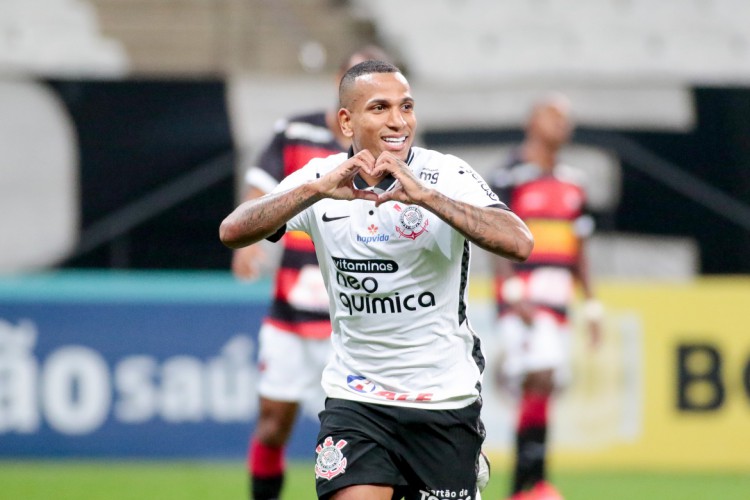 Meia Otero comemora gol no jogo Corinthians x Ituano, na Neo Química Arena, pelo Campeonato Paulista 2021