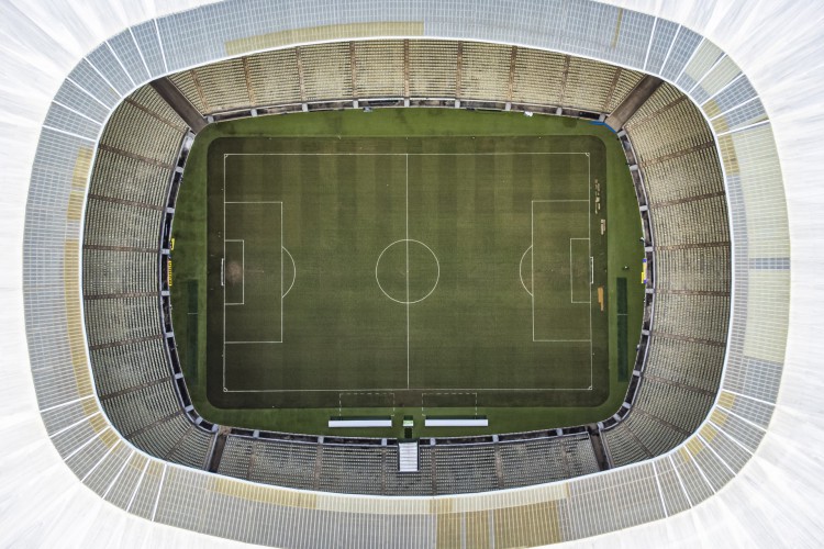 FORTALEZA CE, BRASIL, 2107.22: Foto aérea Arena Castelão - Estado do Gramado do Arena Castão (foto: Fco Fontenele/O POVO)