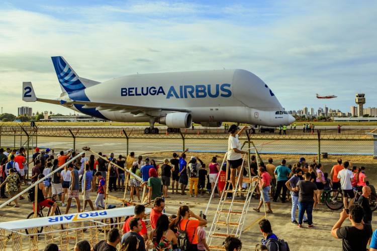 Avião tem formato arredondado que lembra baleia

