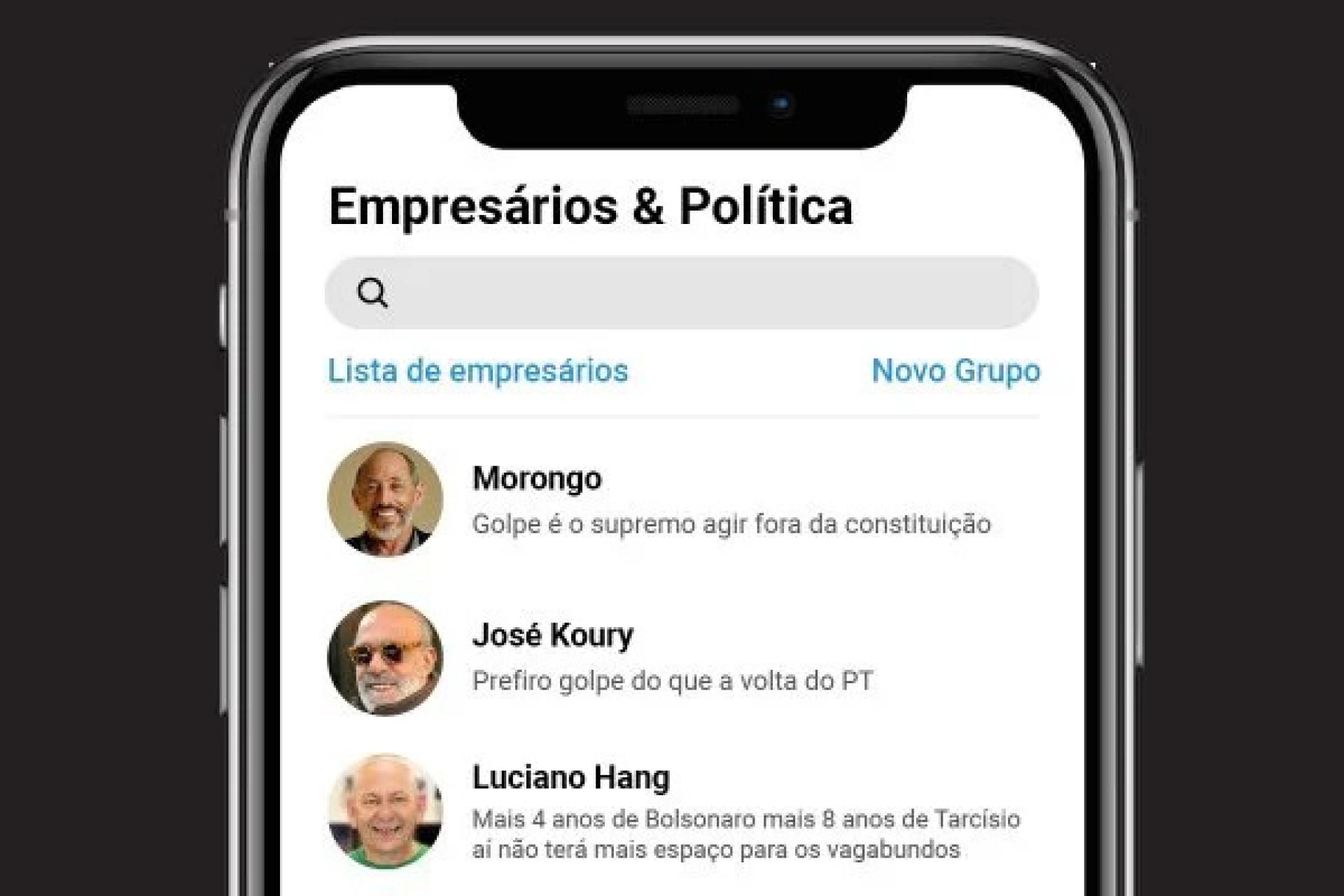 ￼REPRODUÇÃO de página de grupo de empresários bolsonaristas divulgado em reportagem do Metrópoles (Foto: Reprodução )