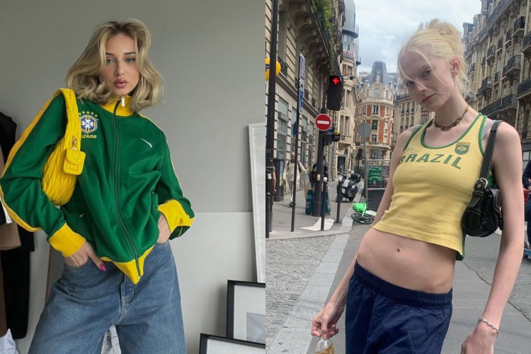 A influenciadora Malu Borges e a modelo Alex Consani viralizaram ao usarem looks com as cores da bandeira do Brasil