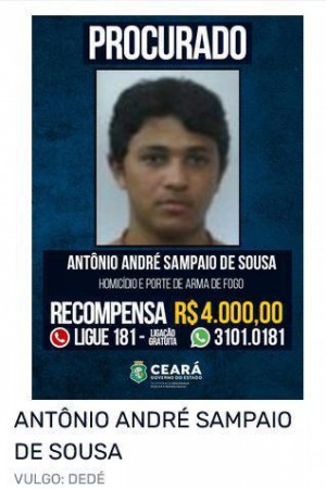 Antônio André Sampaio de Sousa, 33, conhecido também como "Dedé" ou "Escobar", encontrava-se foragido desde 2018, e foi preso pela Polícia Civil nesta quarta-feira, 31, em Recife